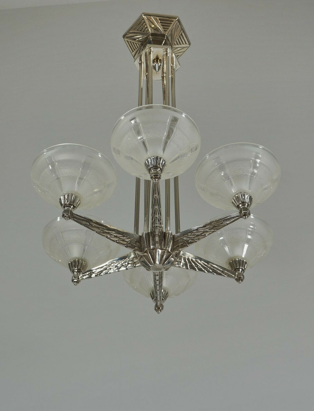 FRENCH 1930 ART DECO CHANDELIER by H.Fournet ...... lamp muller degué era France