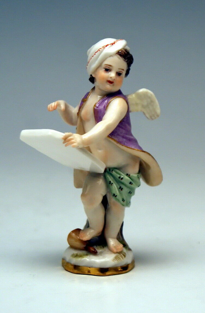 MEISSEN マイセン FIGUR VERKLEIDETEN AMORETTEN PUTTO ALS BILDHAUER MNR:19 UM 1850