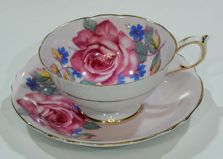 アンティーク　パラゴンのカップ＆ソーサー　ピンクローズと忘れな草２