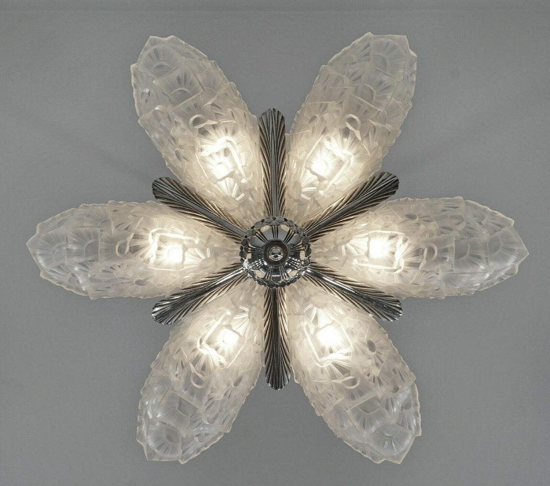 HUBENS & DEGUÉ : FRENCH 1930 ART DECO CHANDELIER ........ muller daum era France