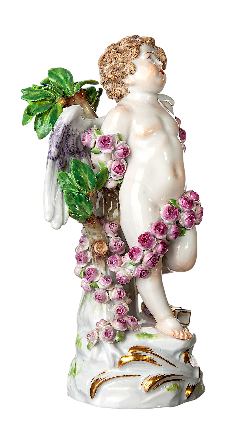 Meissen マイセン ハートをパンクさせているキューピッド フィギュリン ◎ Meissen マイセン ハートをパンクさせているキューピッド