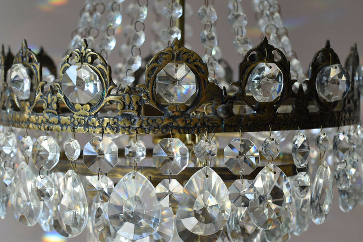 Big Sale,Vintage Crystal Chandelier, Antique French Style mid century Lighting