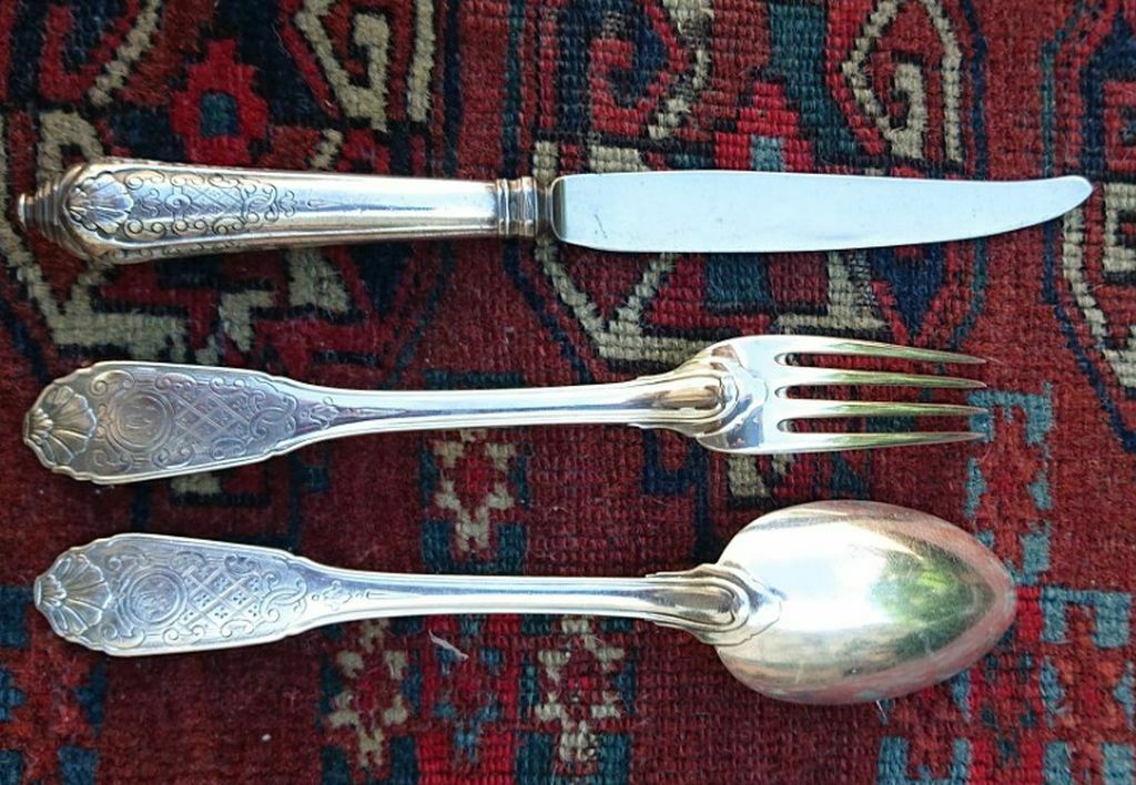 CHRISTOFLE CARDEILHAC STERLING SILVER DESSERT SET FOR SIX WITH 18 PIECES