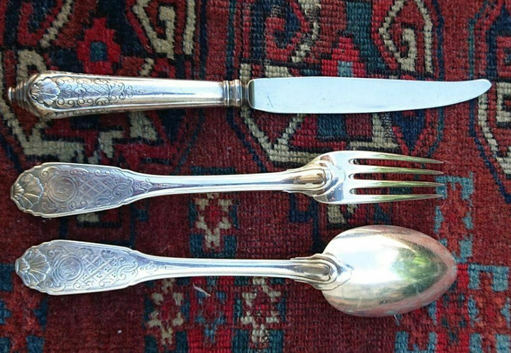 CHRISTOFLE CARDEILHAC STERLING SILVER DESSERT SET FOR SIX WITH 18 PIECES