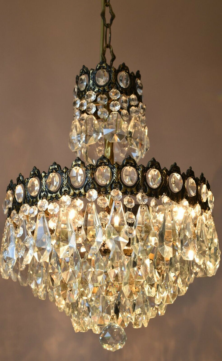 French Empire Antique / Vintage Crystal Chandelier, Home İnterior Lamp Pendant