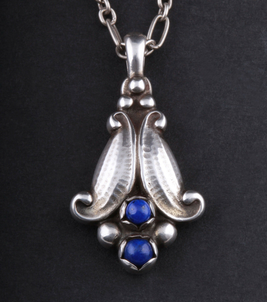 GEORG JENSEN Sterling Silver Pendant Of The Year 1993 with Lapis Lazuli.