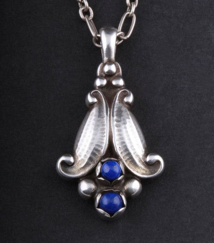 GEORG JENSEN Sterling Silver Pendant Of The Year 1993 with Lapis Lazuli.