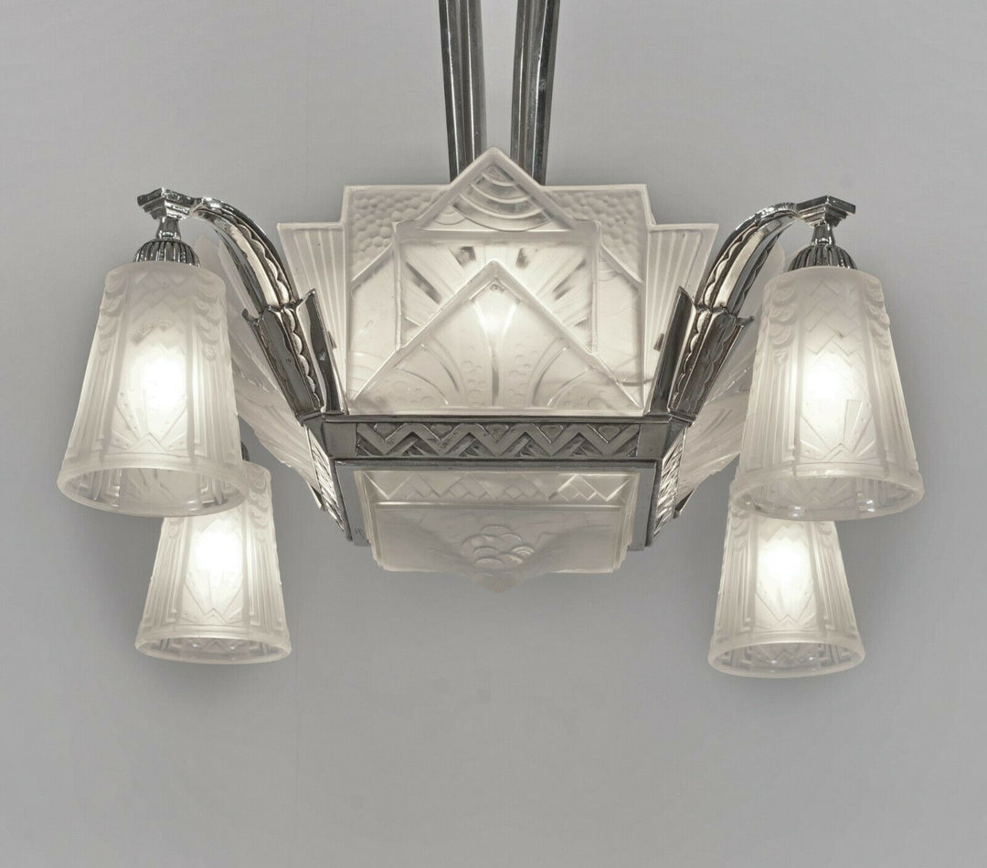 H.PETITOT & Muller frères : FRENCH 1930 ART DECO CHANDELIER ........... France