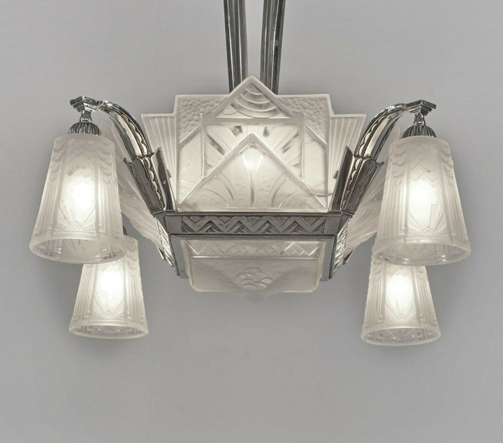 H.PETITOT & Muller frères : FRENCH 1930 ART DECO CHANDELIER ........... France