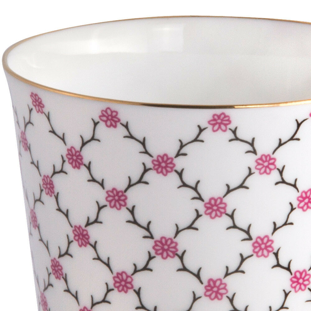 Bone China Teacup & Saucer by Imperial Porcelain Russian Lomonosov LFZ PINK NET