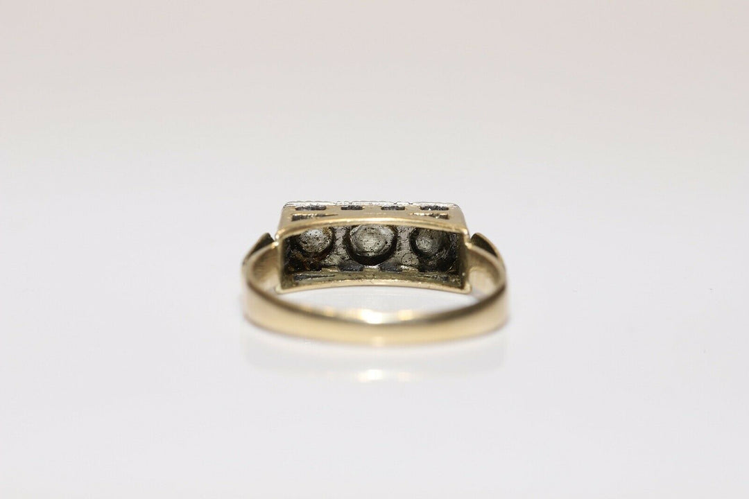 アンティーク 14K ナチュラルローズカットダイヤモンドのヴィクトリアンリング