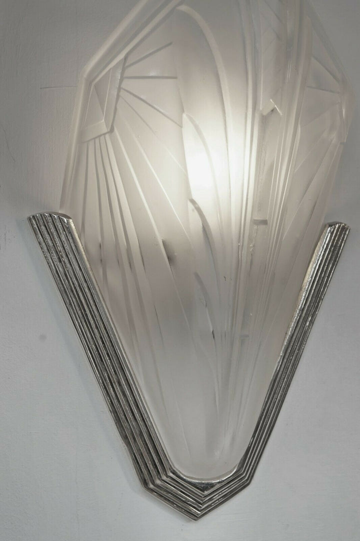 EJG : PAIR OF 1930 FRENCH ART DECO WALL SCONCES ......... lights lamp muller era