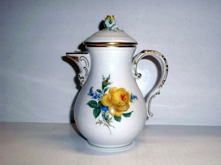 マイセン(Meissen)　モカポット　イエローローズ・勿忘草　1級品