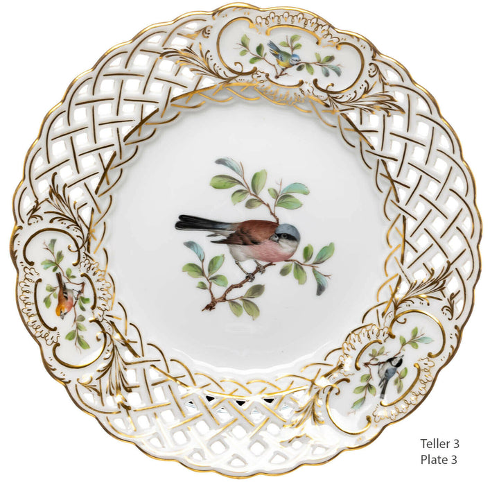 Durchbruchteller Vogel auf Ast Meissen Neuer Ausschnitt 1. Wahl 1850-1924 20,5cm