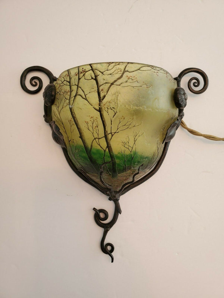 ドーム兄弟(DAUM NANCY)　春の風景の壁取り付けタイプの燭台（ウォールランプ）