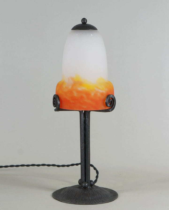 MULLER FRERES : pair of FRENCH 1930 ART DECO LAMPS in wrought iron . lamp France