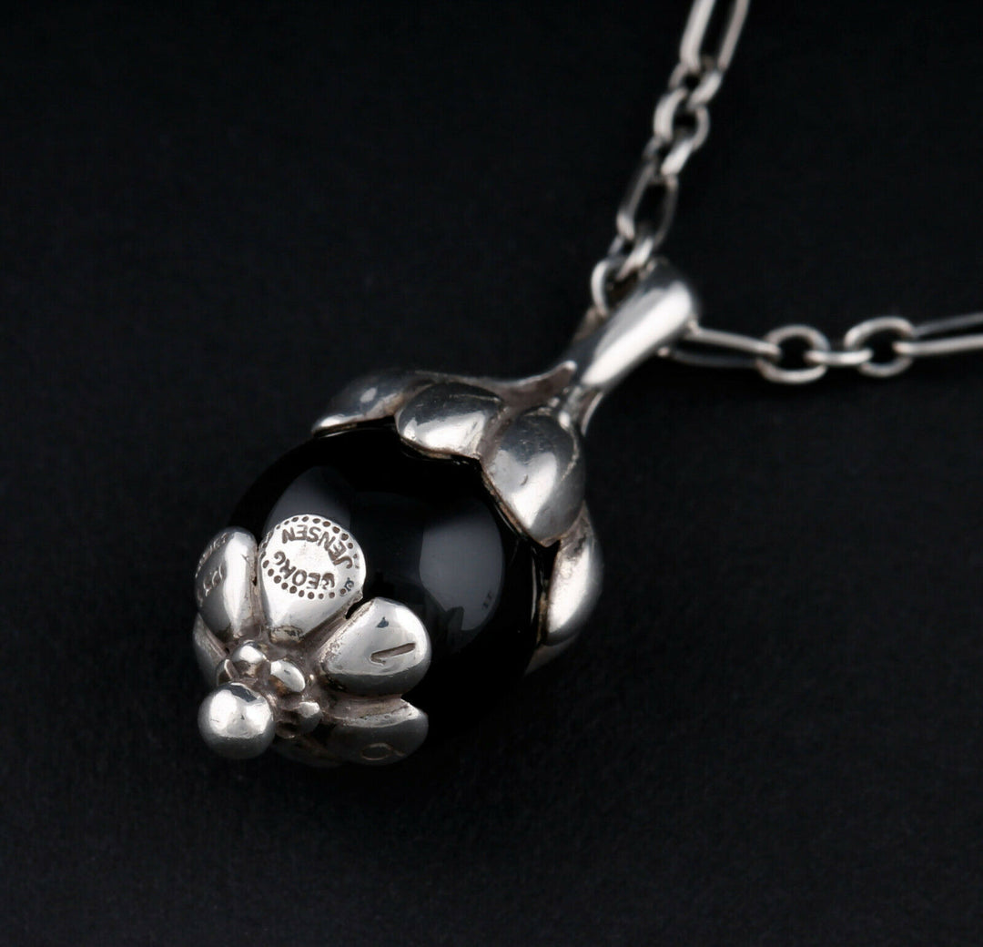 GEORG JENSEN Sterling Pendant Of The Year 1991, Onyx / Black Agate. VERY RARE!