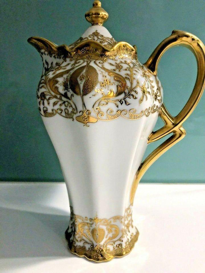 CHOCOLATE POT ART NOUVEAU FLOW NIPPON MAPLE LEAF 1900-1910