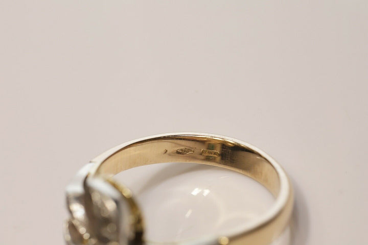 アンティーク オリジナル 18K ナチュラルローズカットダイヤモンドとエメラルドのリング