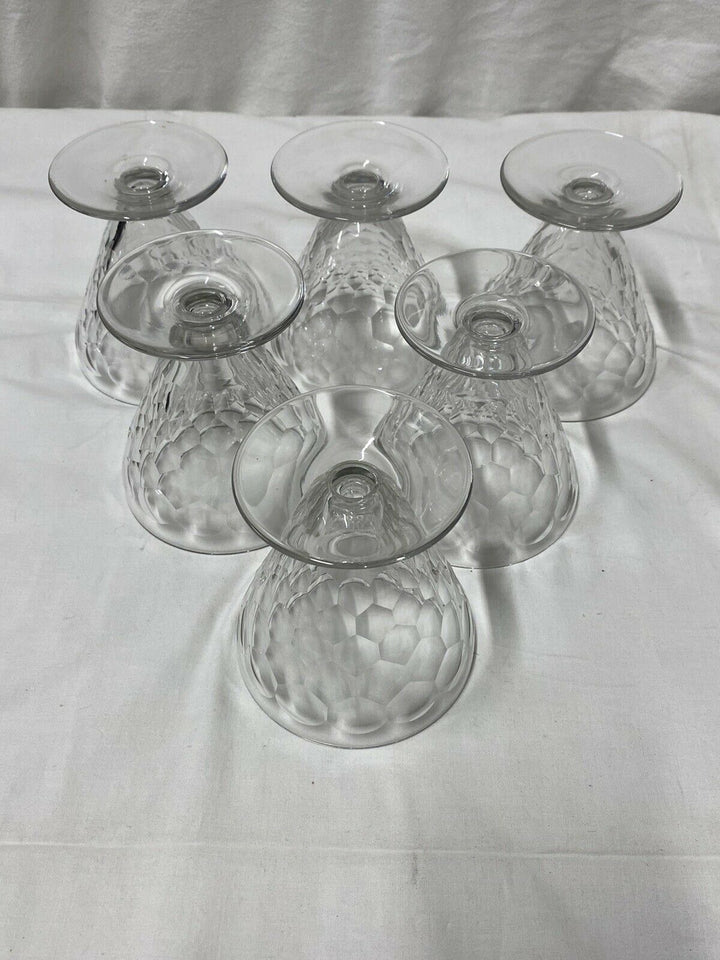 BACCARAT 6 VERRES À EAU CRISTAL DÉCOR ÉCAILLE MODÈLE CHAUNY ART DÉCO