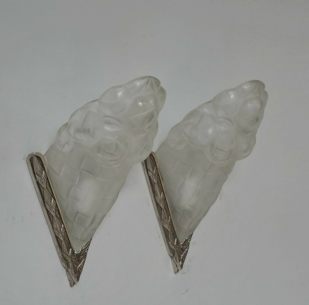 DEGUÉ　デュゲ　フランス　1930年　アールデコ調ウォールスコーンランプ　ペア