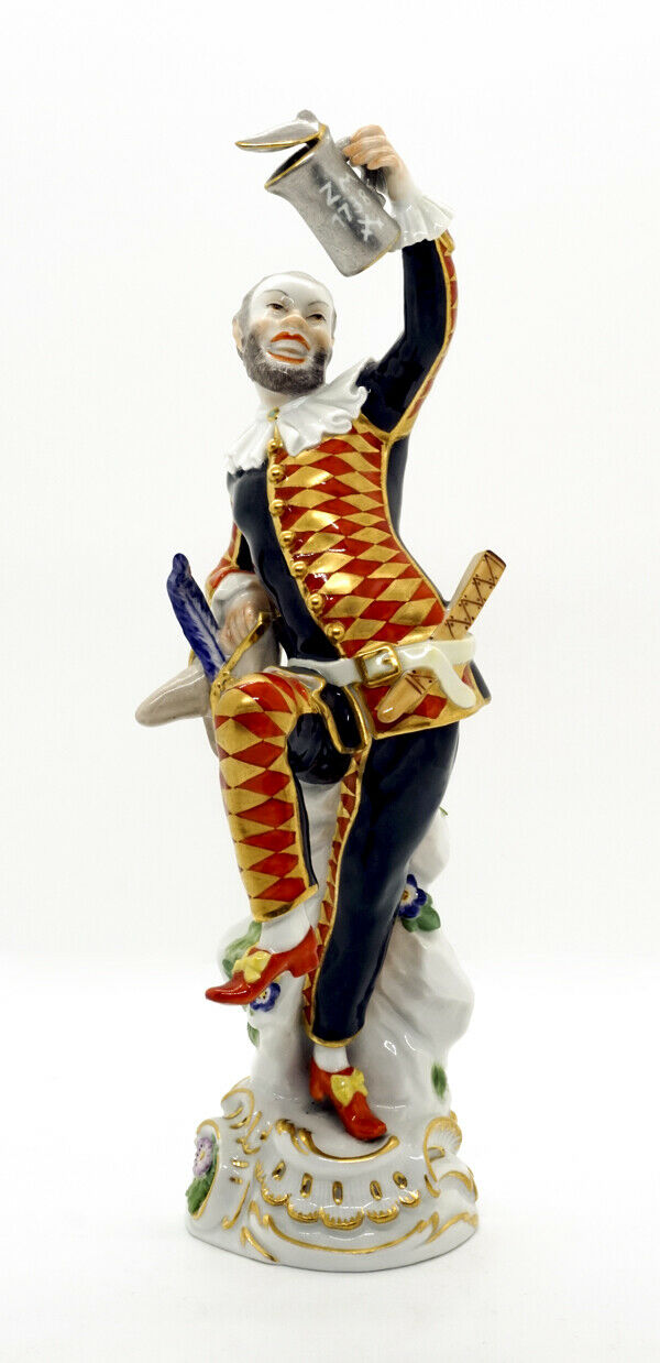 MEISSEN FIGUR HARLEKIN FEDERHUT DECKELKANNE ZANNI MÜLLER HARLEQUIN MNR: 64551