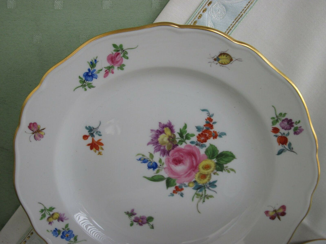 Schöne Meissen Kaffee-Sammeltasse mit vielen Blumen, Insekten-Malerei und Gold
