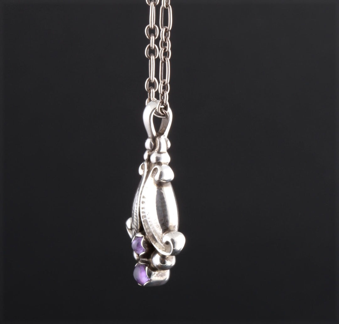 GEORG JENSEN Sterling Silver Pendant Of The Year 1993 with Amethyst. RARE!