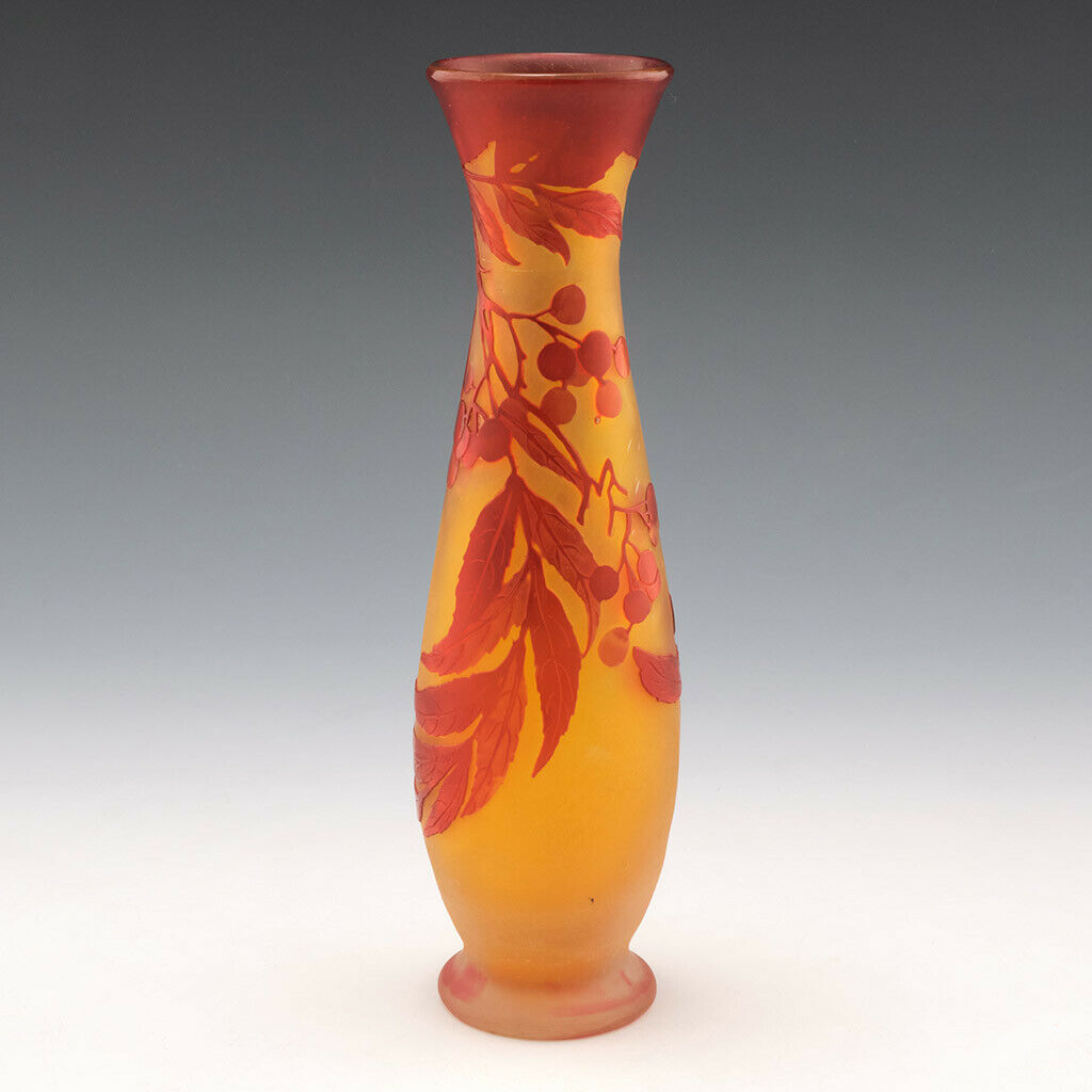 Galle Cameo Glass Vase Depicting Elderberries c1920