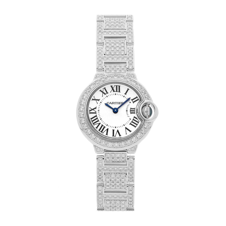 カルティエ バロンブルー ドゥ カルティエ  ホワイトゴールド ダイヤモンド クォーツ式レディース腕時計