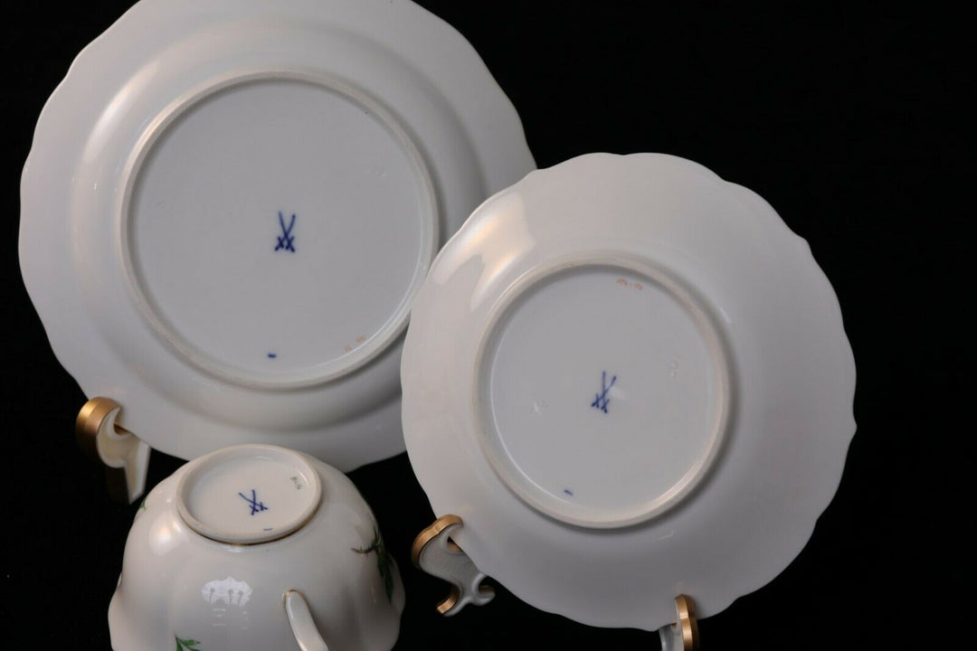 マイセン(Meissen)　カップ・ソーサー・プレート　ピンクローズ　2級品