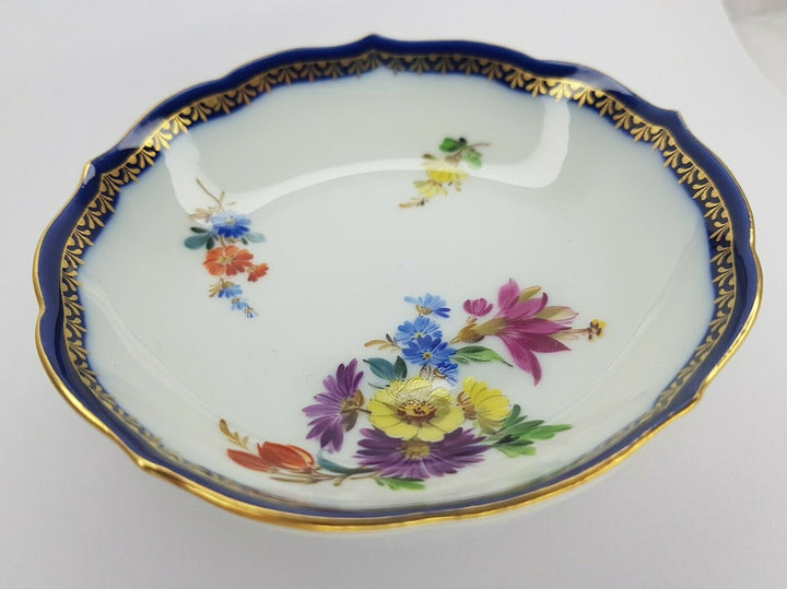 Meissen Coffee Cup & Saucer Bouquet Cobalt Gilt edge Pfeiffer Period