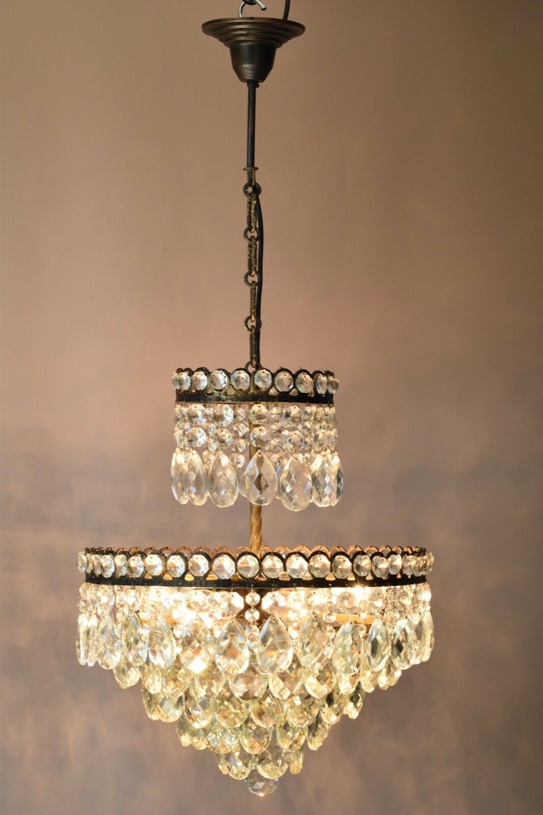 Empire Vintage Crystal Chandelier, Antique Style Lighting, French Lighting lamp