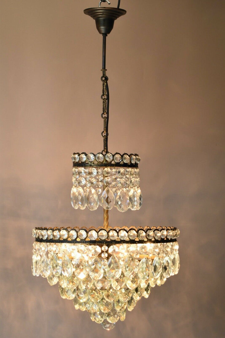Empire Vintage Crystal Chandelier, Antique Style Lighting, French Lighting lamp