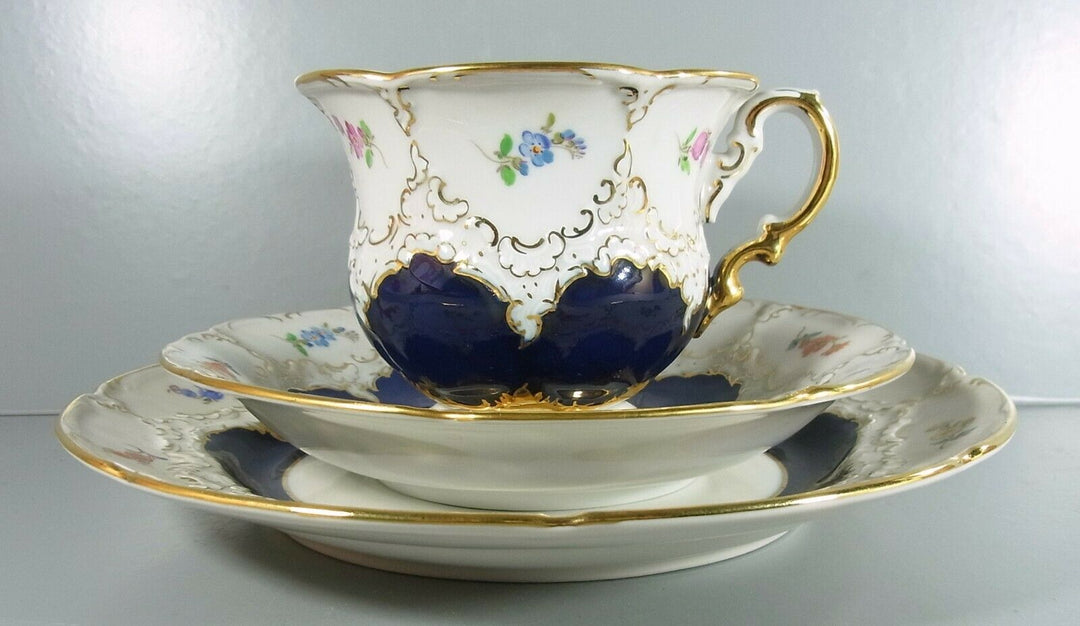 マイセン　B フォーム　コーヒーカップ＆ソーサー＆プレート　コバルトブルー