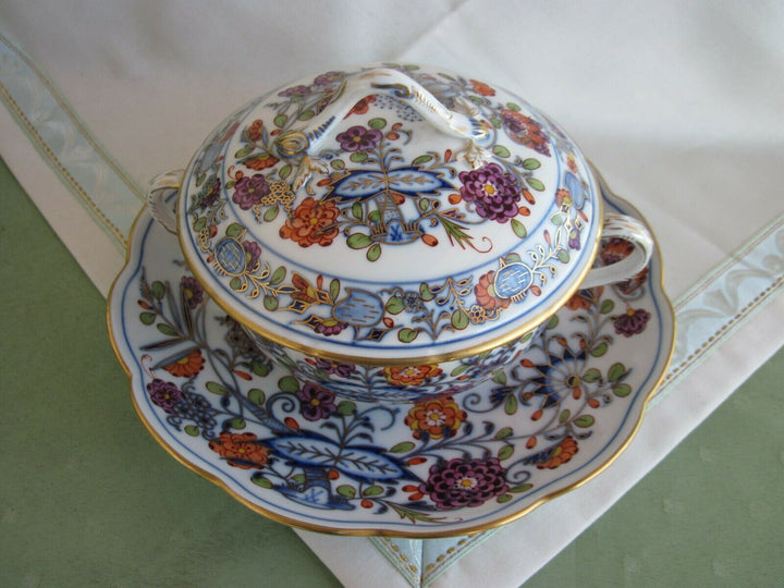 Schöne Meissen Terrine in Dekor Royal Buntes Zwiebelmuster mit Rot und Gold