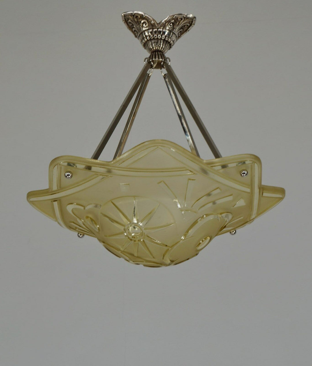 DEGUE : FRENCH 1930 ART DECO CHANDELIER ... pendant lustre lamp lampe muller era