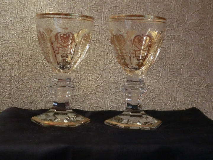 2 Stck. Baccarat / France Likörgläser Form Harcourt - Dekor Empire gold
