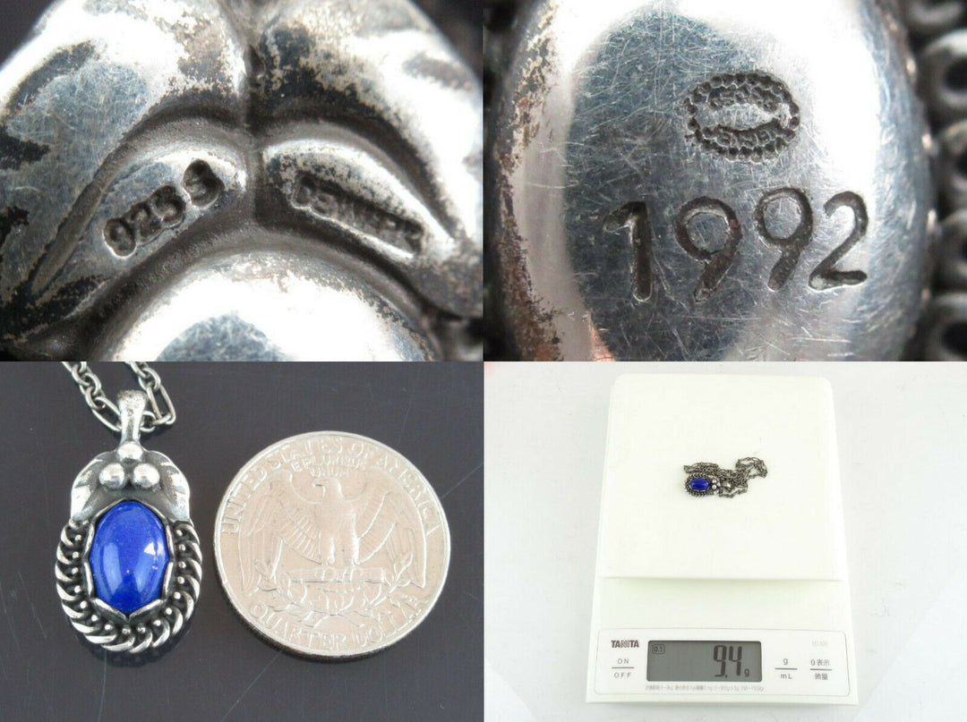 Authentic GEORG JENSEN Heritage 1992 Sterling Silver 925 Lapis Lazuli Necklace