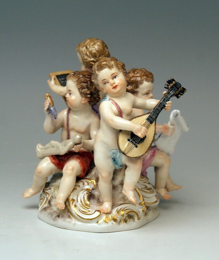 MEISSEN FIGUR AMORETTEN ALLEGORIE DER KÜNSTE CHERUB KAENDLER MNR: 1584 UM 1870