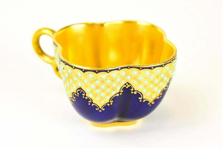 コールポート(Coalport)　ティーカップ＆ソーサー　ゴールド・ターコイズ