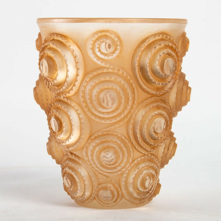 Vase Spirales Verre Patine Sépia René Lalique R.Lalique Sepia Stained Glass