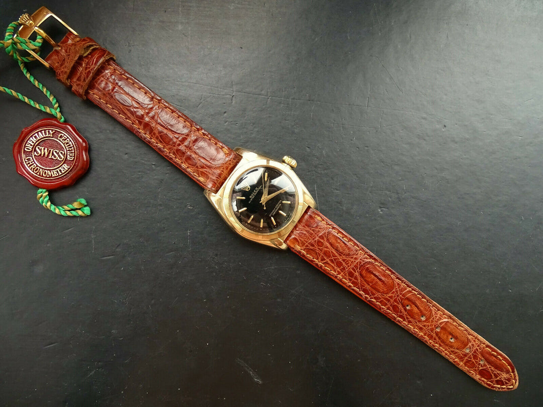 ♛ Rolex Oyster Bubble Back 5011 Yellow Gold 14K 585 Automatic Chronometer 1950s
