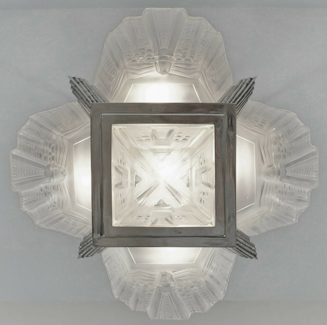 EJG : FRENCH ART DECO CHANDELIER ...........................1930 muller era lamp