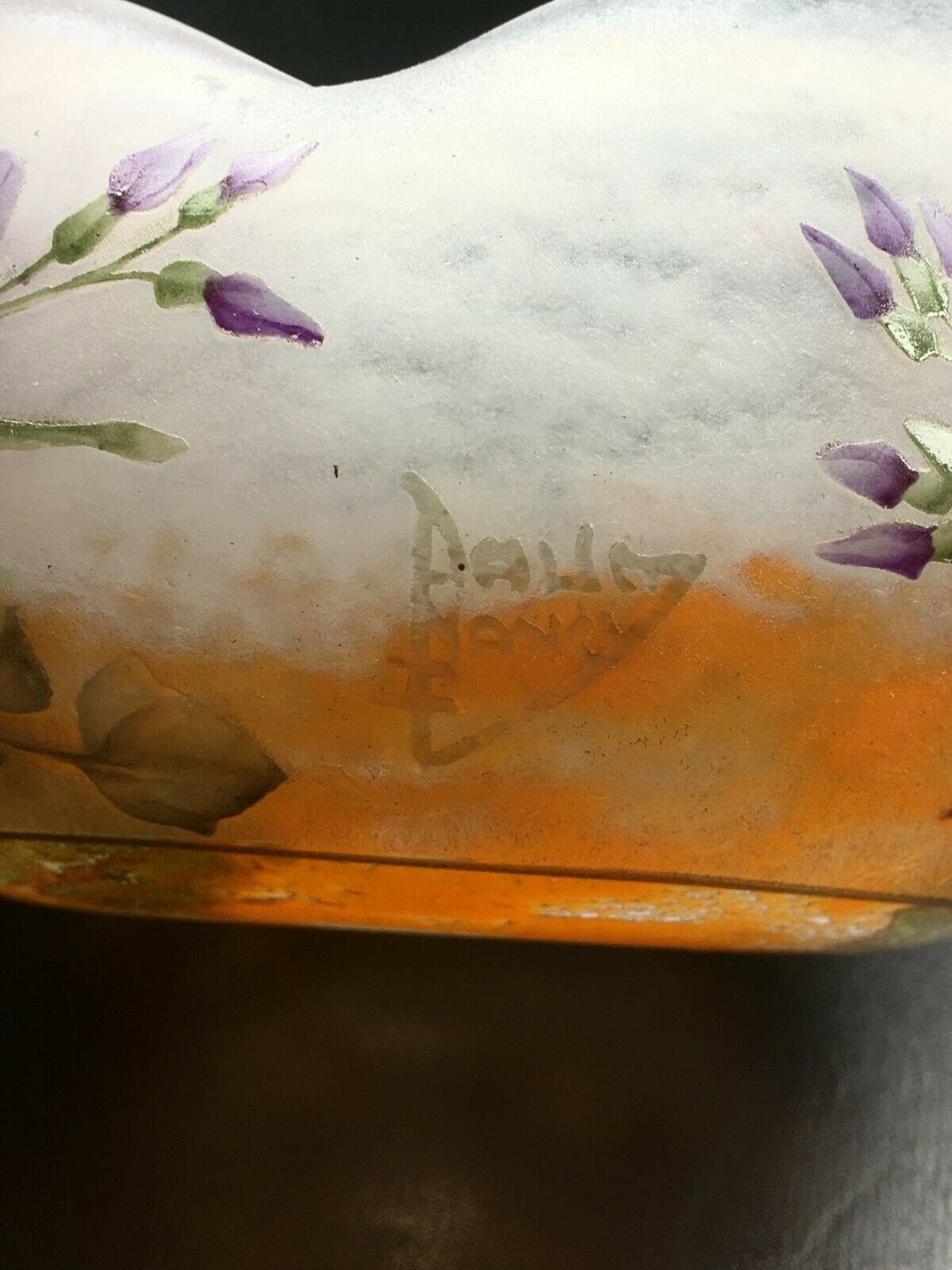 ドーム兄弟(DAUM NANCY)　大根の花のボウル　1900年代　アールヌーボー作品のサイン