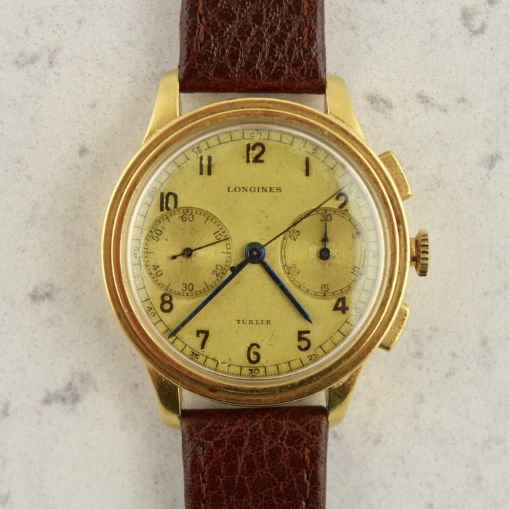 1943年　ヴィンテージ ロンジン チューラー　クロノグラフ　13ZN 参考番号.3504 18ct金製