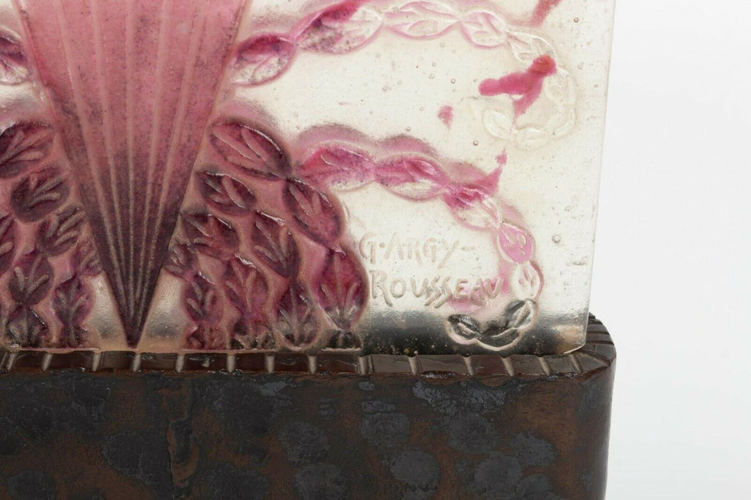 Lampe Veilleuse Algues Blanche Rose Fer Forgé Argy Rousseau Night Lamp Iron Base