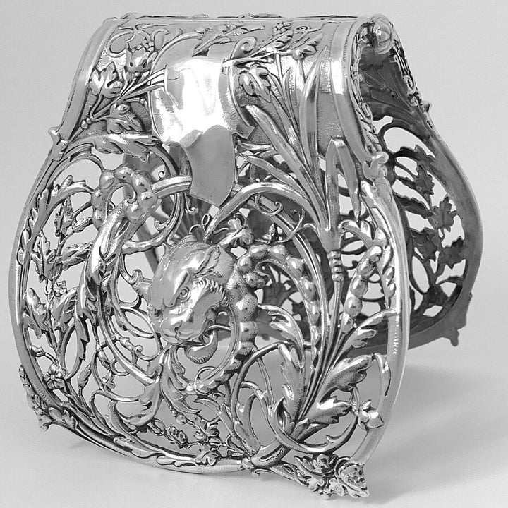 Rare French All Sterling Silver Asparagus or Sandwiches Grip, Dragon