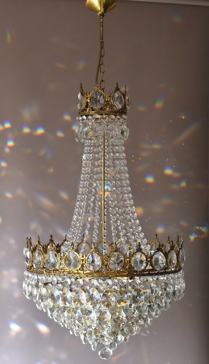 French Empire Crystal Chandelier Antique Vintage Ceiling Lighting Pendant Lamp