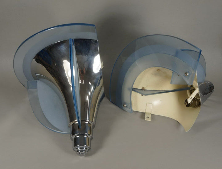 1930フランスアールデコ、モダニスト調コーナーブラケットライト（ペア）